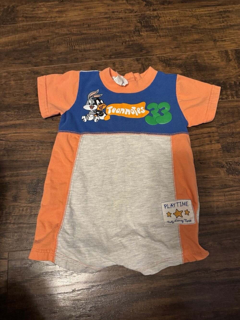 Vintage Baby Looney Tunes 18M Teammates 33 Bugs Bunny Daffy Romper Y2K